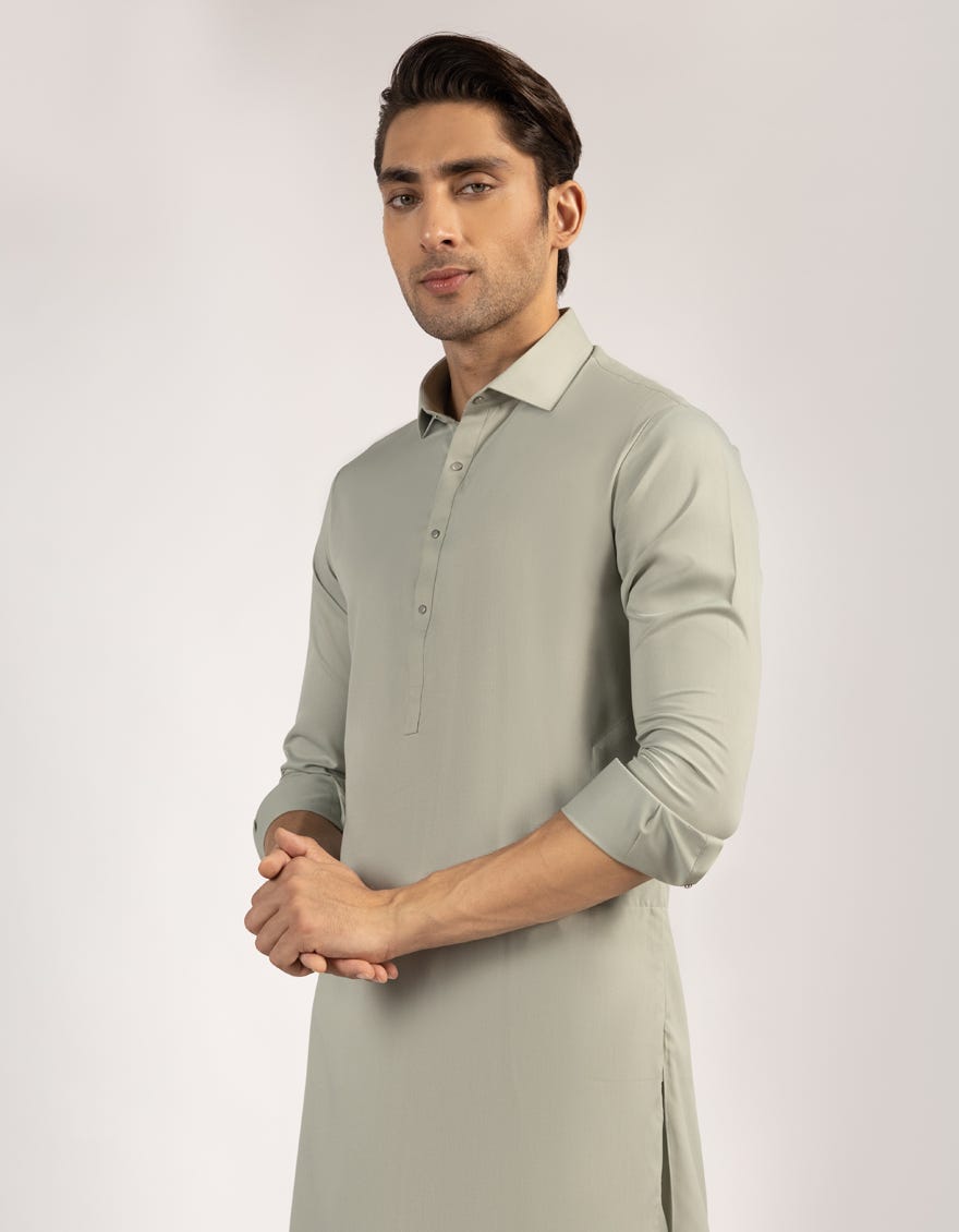 LIGHT GREEN BLENDED CASUAL KAMEEZ SHALWAR