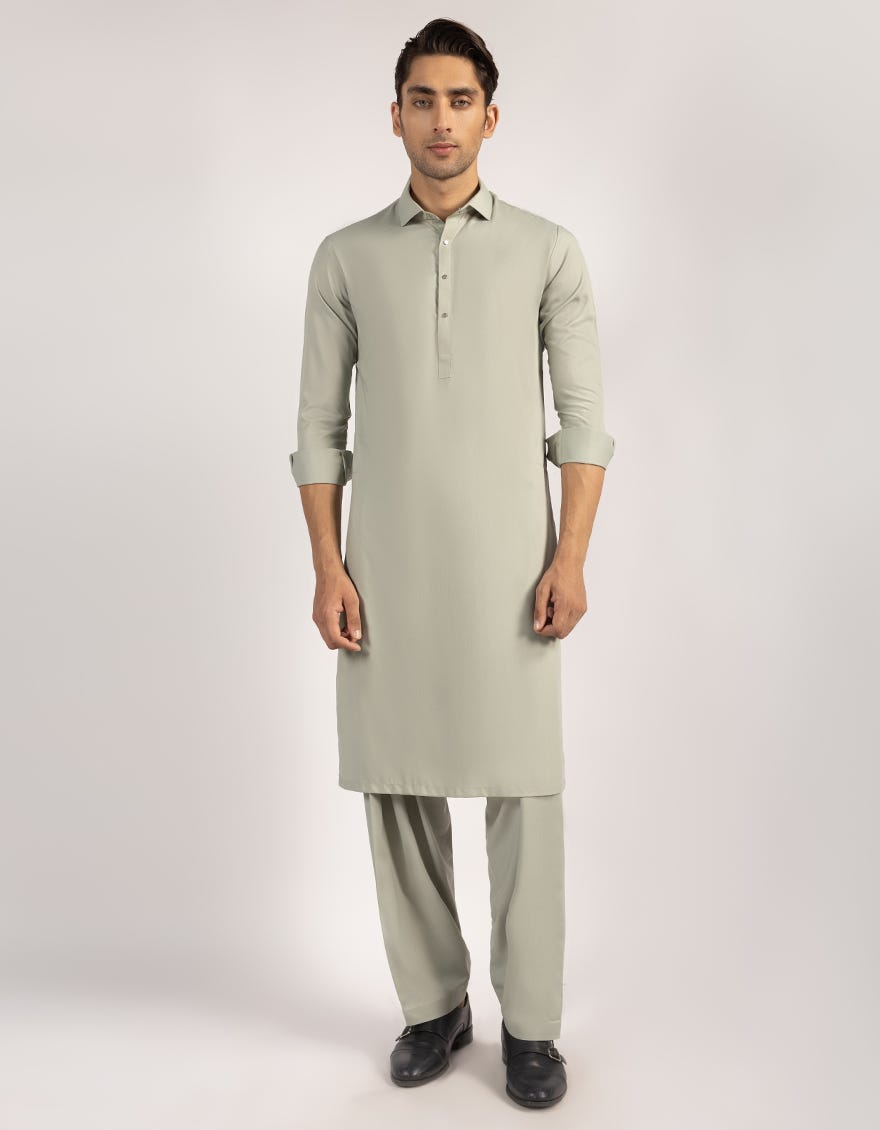 LIGHT GREEN BLENDED CASUAL KAMEEZ SHALWAR