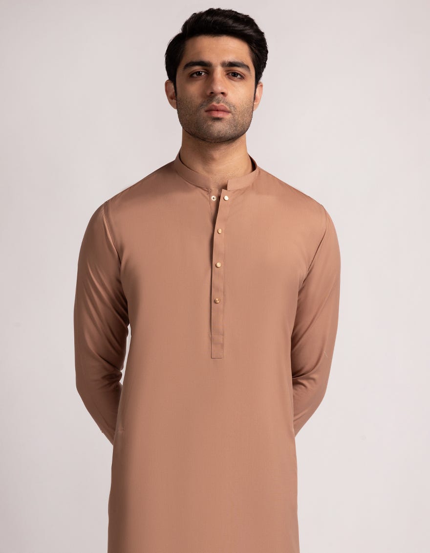 LIGHT BROWN BLENDED CASUAL KAMEEZ SHALWAR