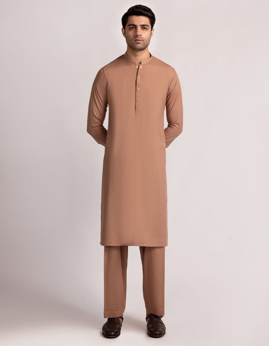 LIGHT BROWN BLENDED CASUAL KAMEEZ SHALWAR
