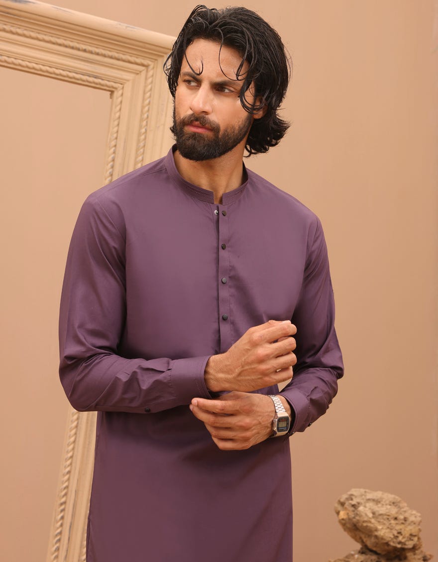 Purple Cotton Men's Kameez Shalwar | Jjks-S-37881