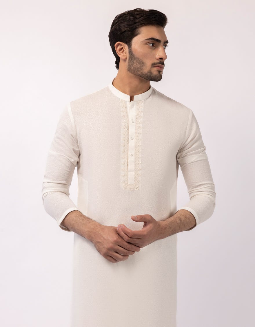 OFF WHITE FORMAL KAMEEZ SHALWAR