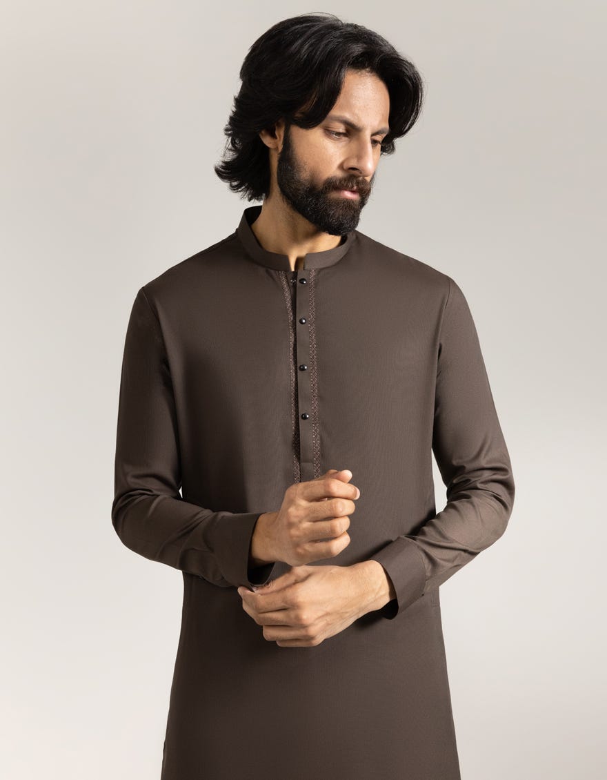 BROWN BLENDED SEMI-FORMAL KAMEEZ SHALWAR