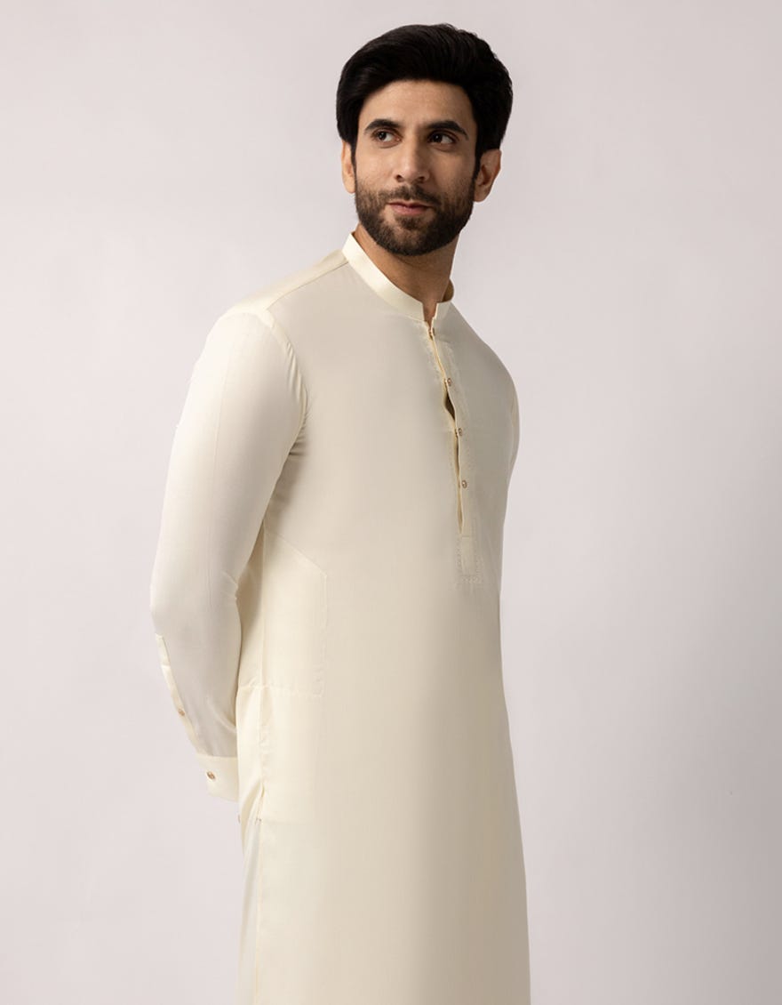 CREAM BLENDED SEMI-FORMAL KAMEEZ SHALWAR