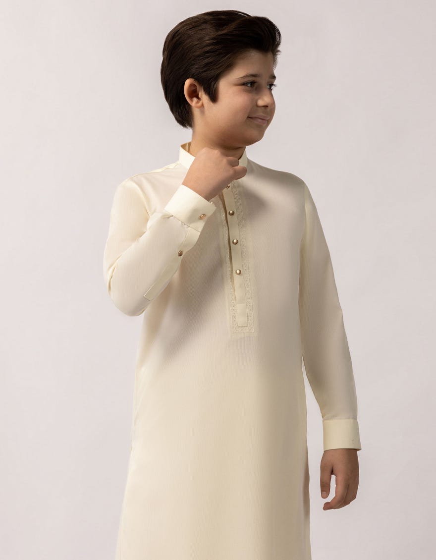 CREAM SEMI FORMAL KAMEEZ SHALWAR