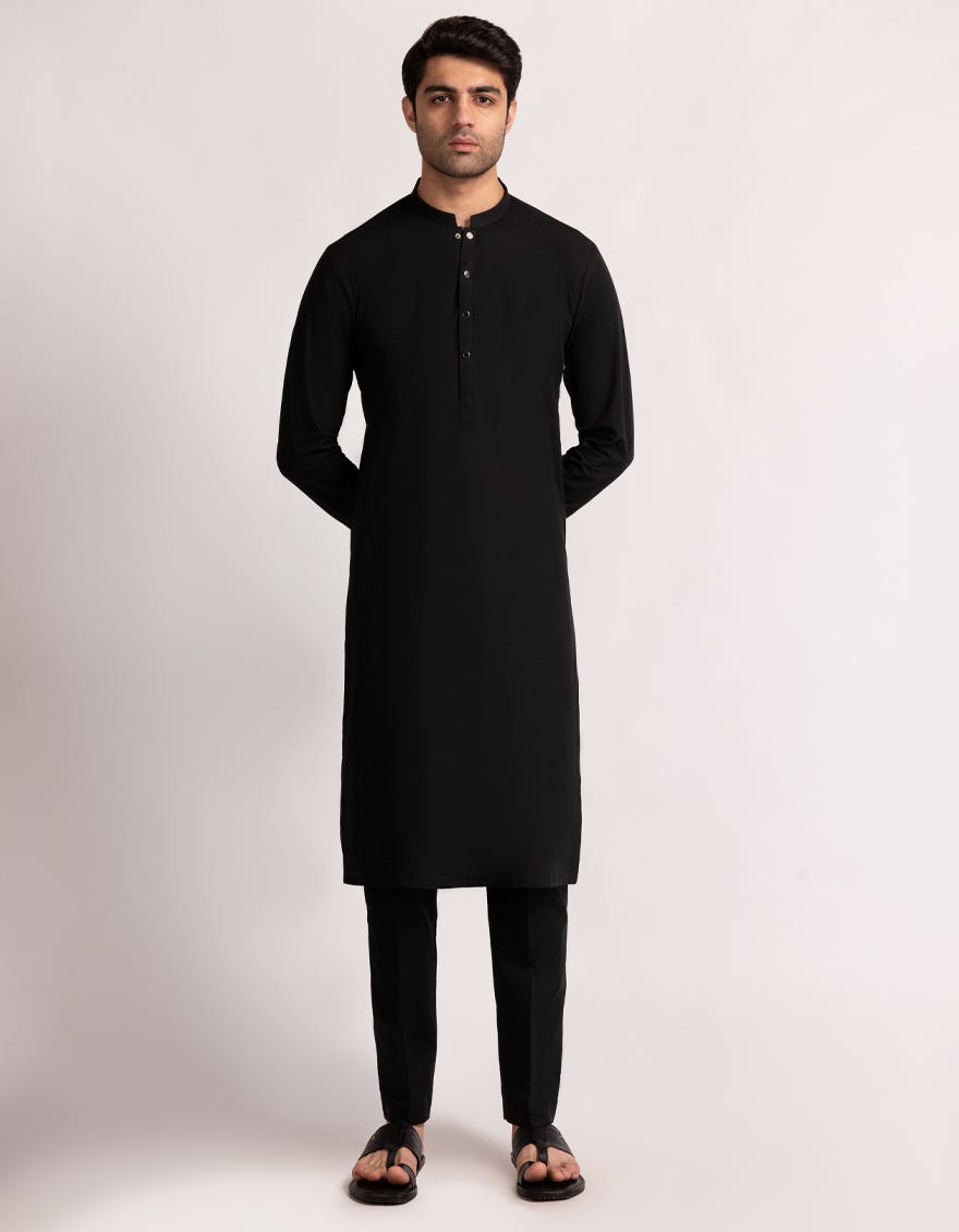 BLACK COTTON KURTA TROUSERS