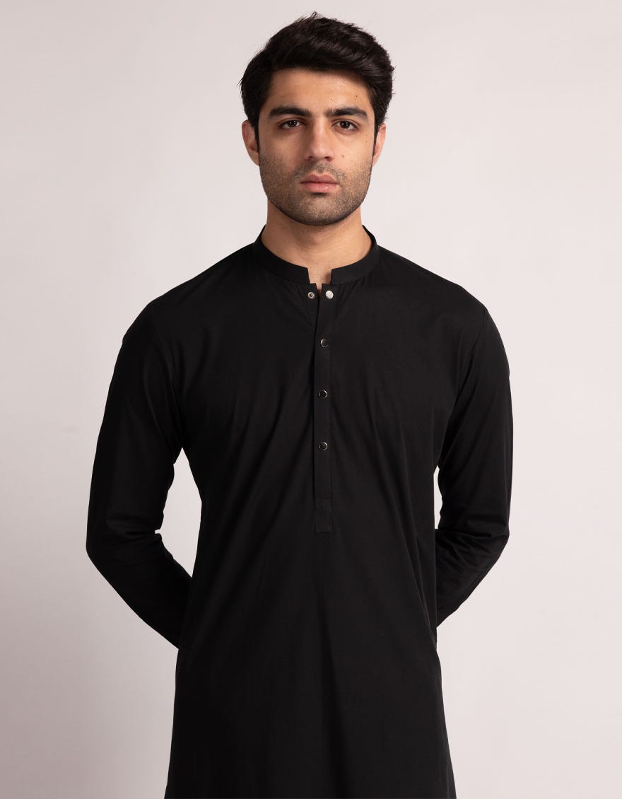 BLACK COTTON KURTA TROUSERS