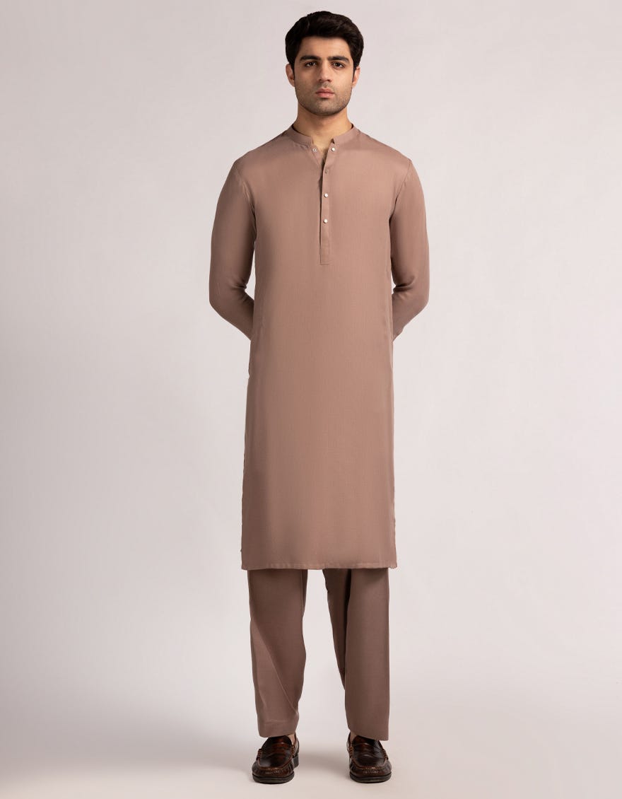 RED BROWN COTTON CASUAL KAMEEZ SHALWAR
