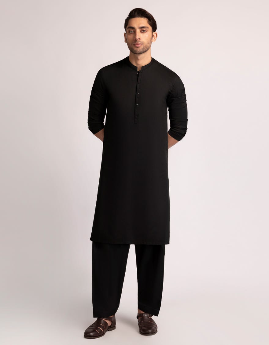 BLACK SEMI-FORMAL KAMEEZ SHALWAR