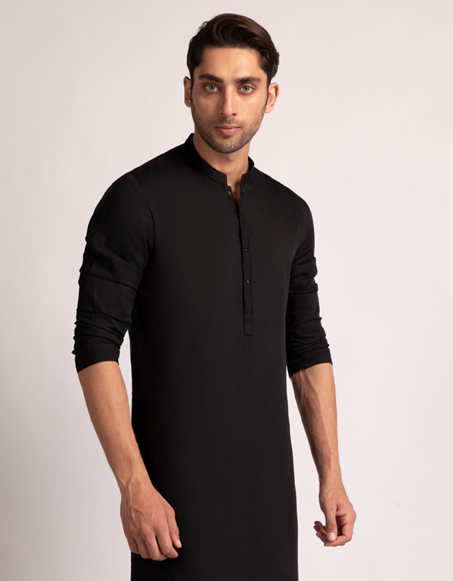BLACK SEMI-FORMAL KAMEEZ SHALWAR