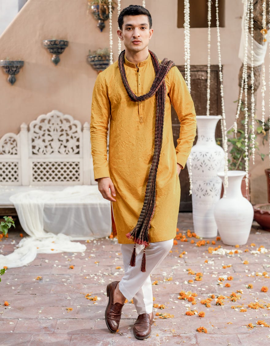YELLOW COTTON SPECIAL KURTA