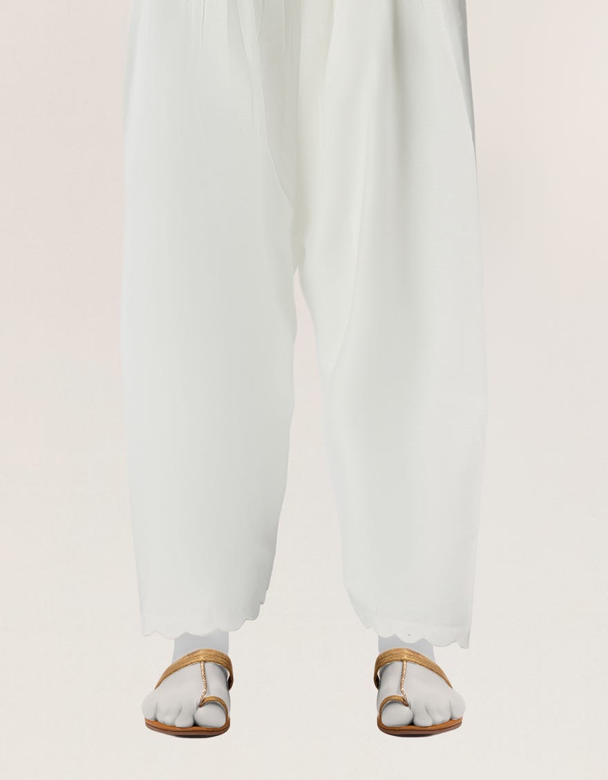 WHITE LAWN DYED SHALWAR