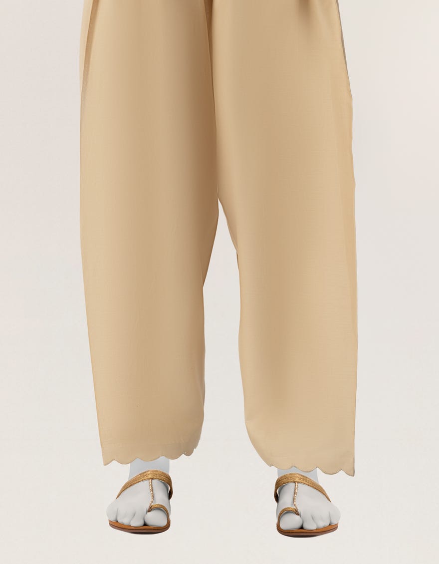 BEIGE LAWN DYED SHALWAR