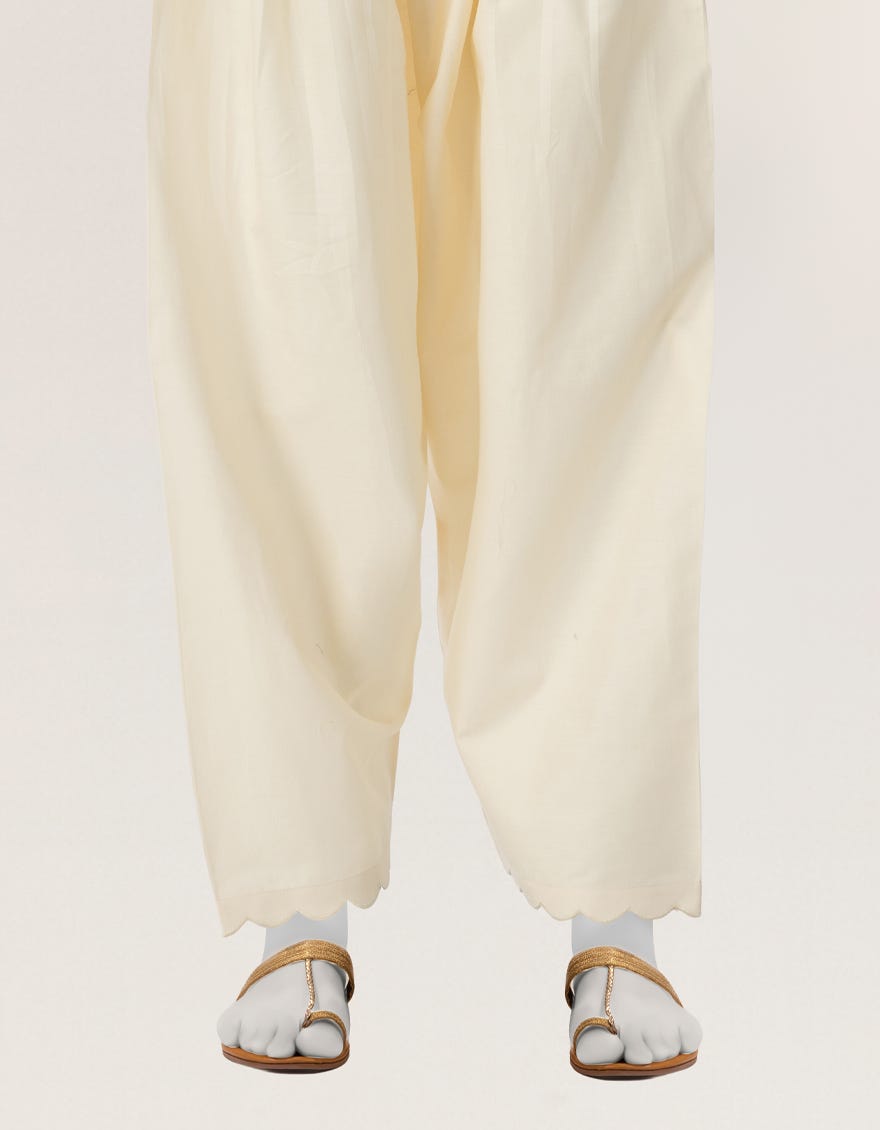 OFF WHITE LAWN DYED SHALWAR