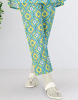 TURQUOISE LAWN PRINTED TROUSER