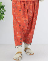 RED PRINTED LAWN SHALWAR