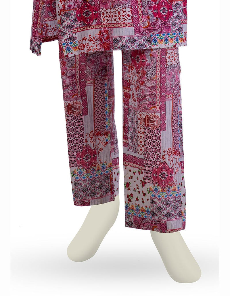 PINK LAWN PRINTED TROUSERS