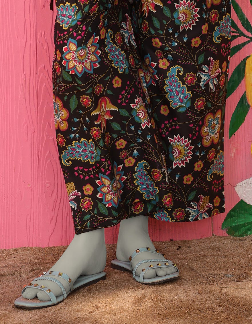 BLACK LAWN PRINTED TROUSERS | JJLT-S-25-303