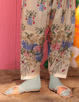 CREAM LAWN PRINTED TROUSERS