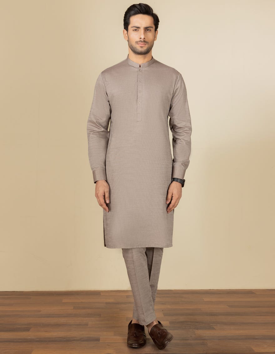 Brown Cotton Unstitched Kameez Shalwar Fabric | Jjms-2110
