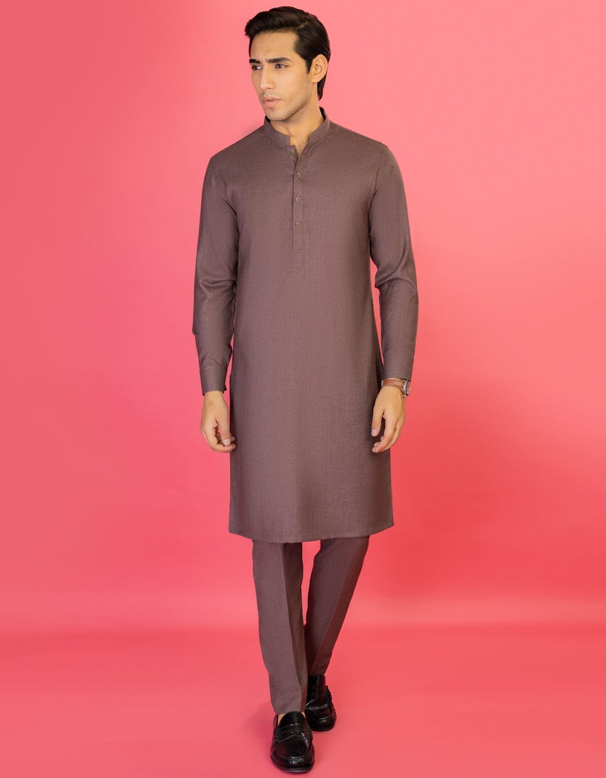 Brown Blended Unstitched Kameez Shalwar Fabric | Jjms-2150