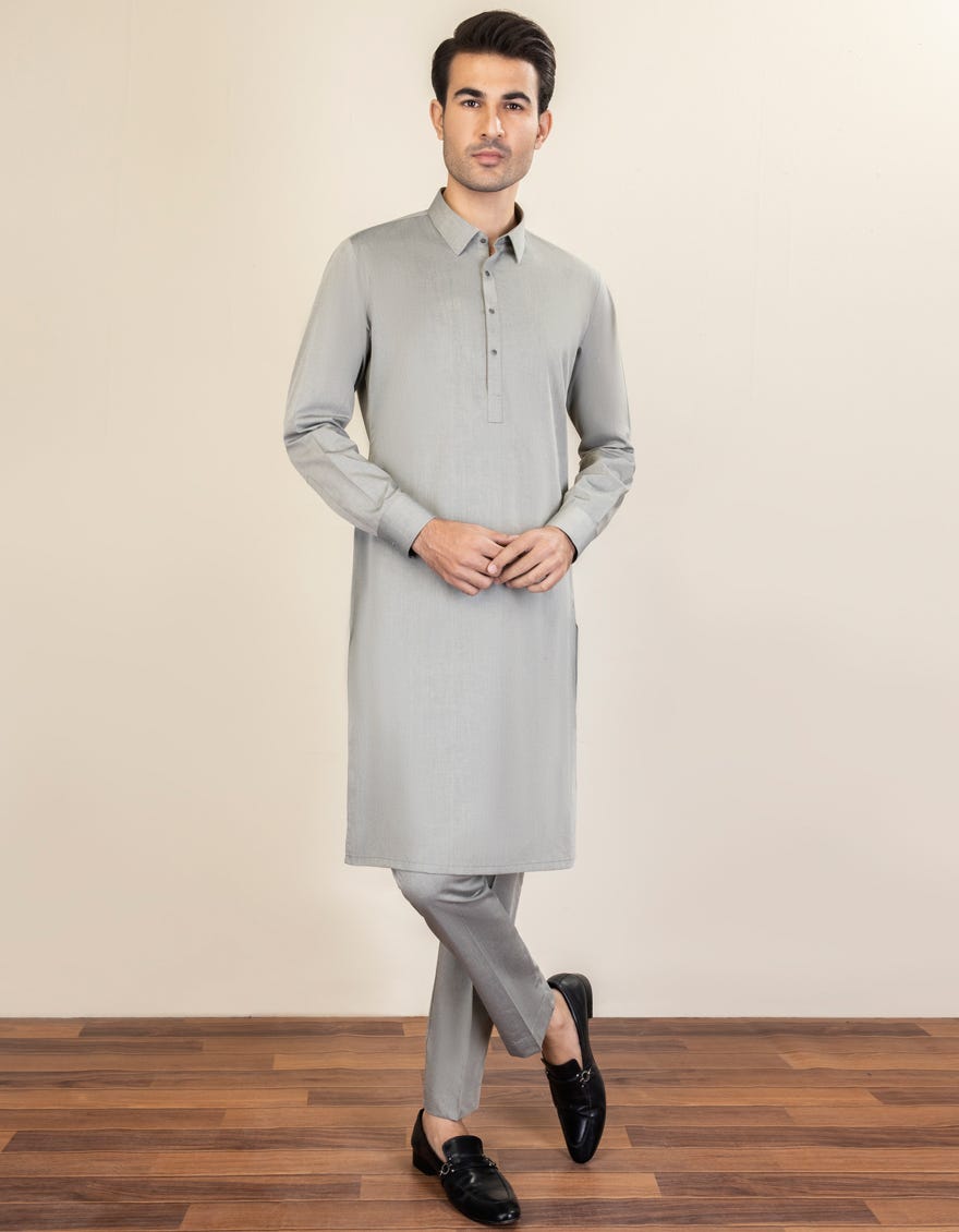 Green Cotton Unstitched Kameez Shalwar Fabric | Jjms-2190