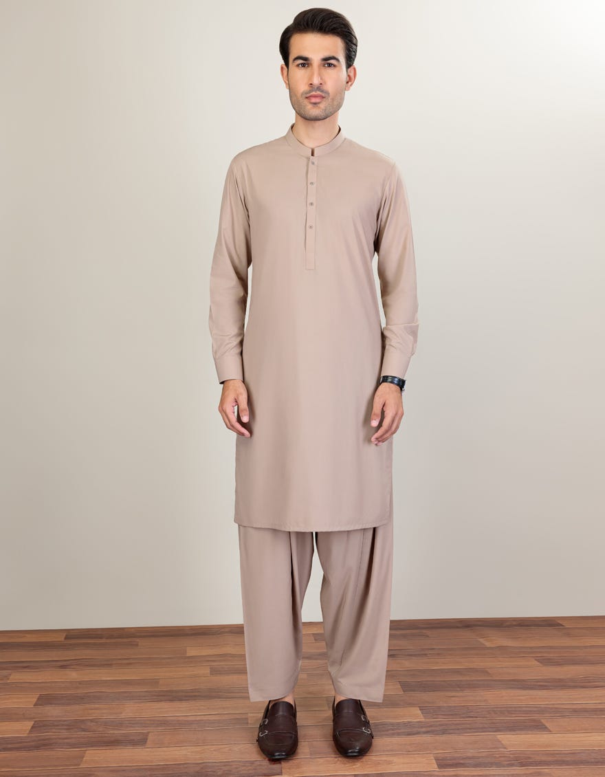 Fawn Blended Unstitched Kameez Shalwar Fabric | Jjms-2202