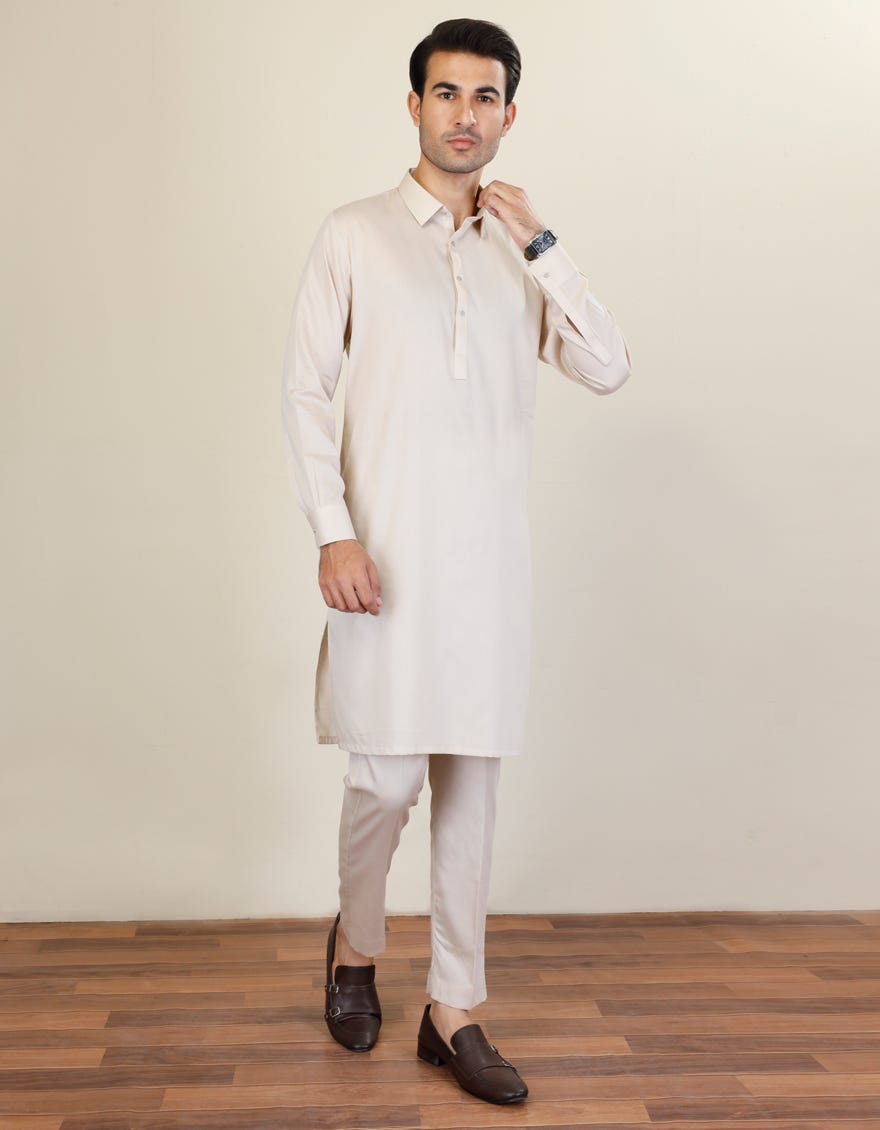 Ivory Cotton Unstitched Kameez Shalwar Fabric | Jjms-2204