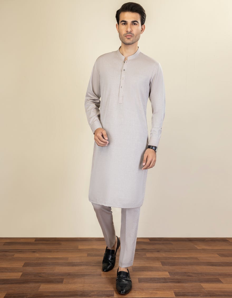 Light Brown Cotton Unstitched Kameez Shalwar Fabric | Jjms-2208