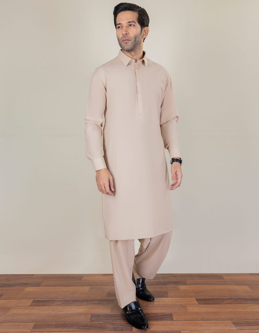 Fawn Blended Unstitched Kameez Shalwar Fabric | Jjms-2222
