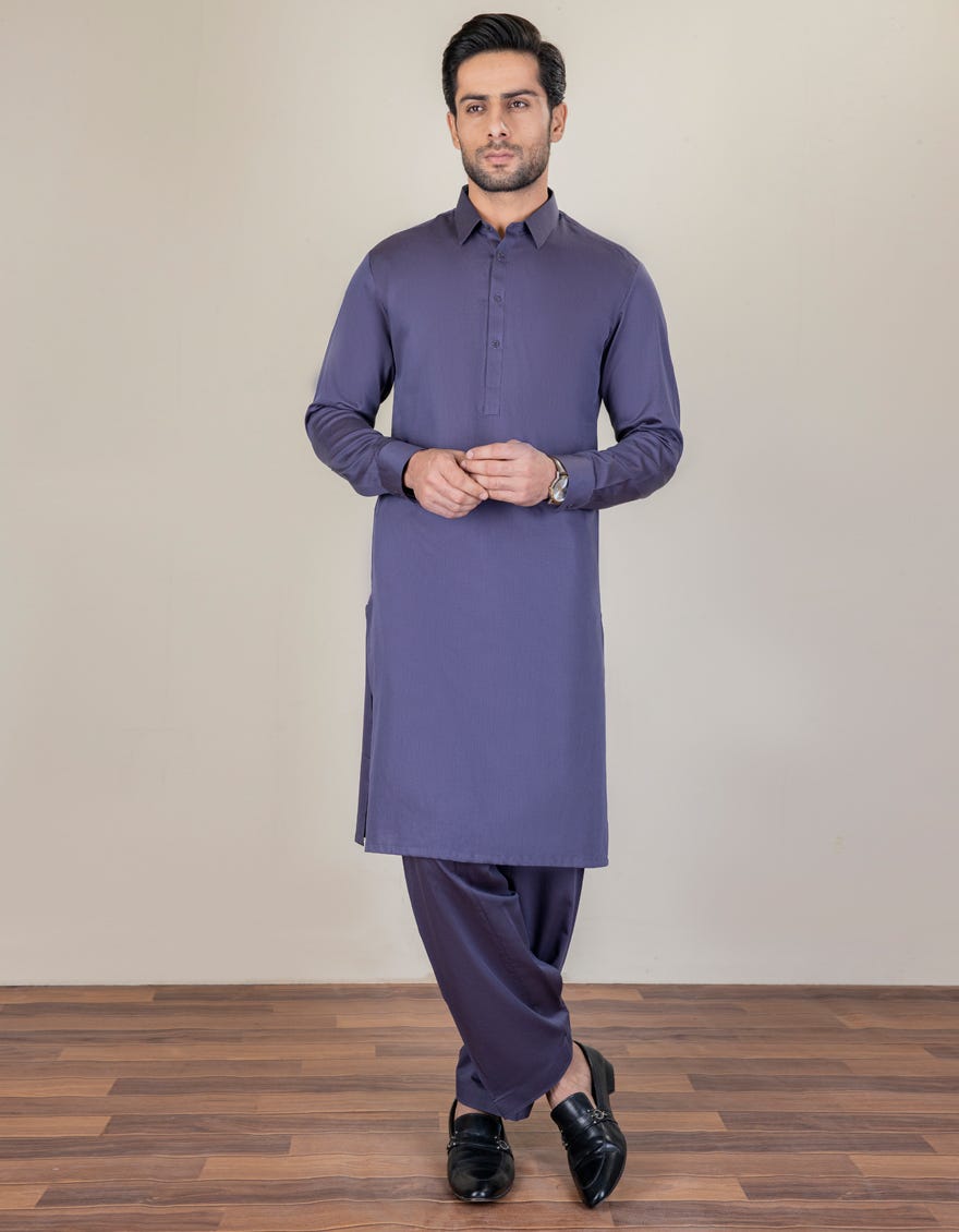 Deep Purple Cotton Unstitched Kameez Shalwar Fabric | Jjms-2232
