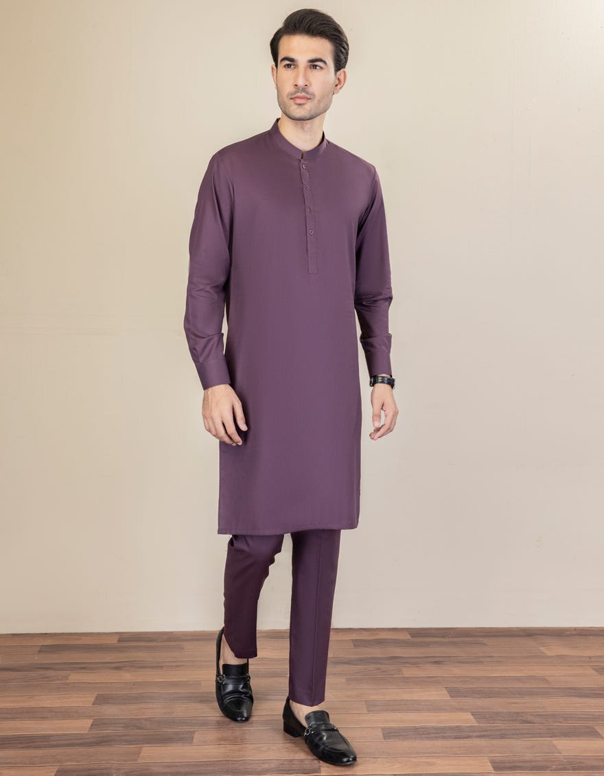 Purple Cotton Unstitched Kameez Shalwar Fabric | Jjms-2242