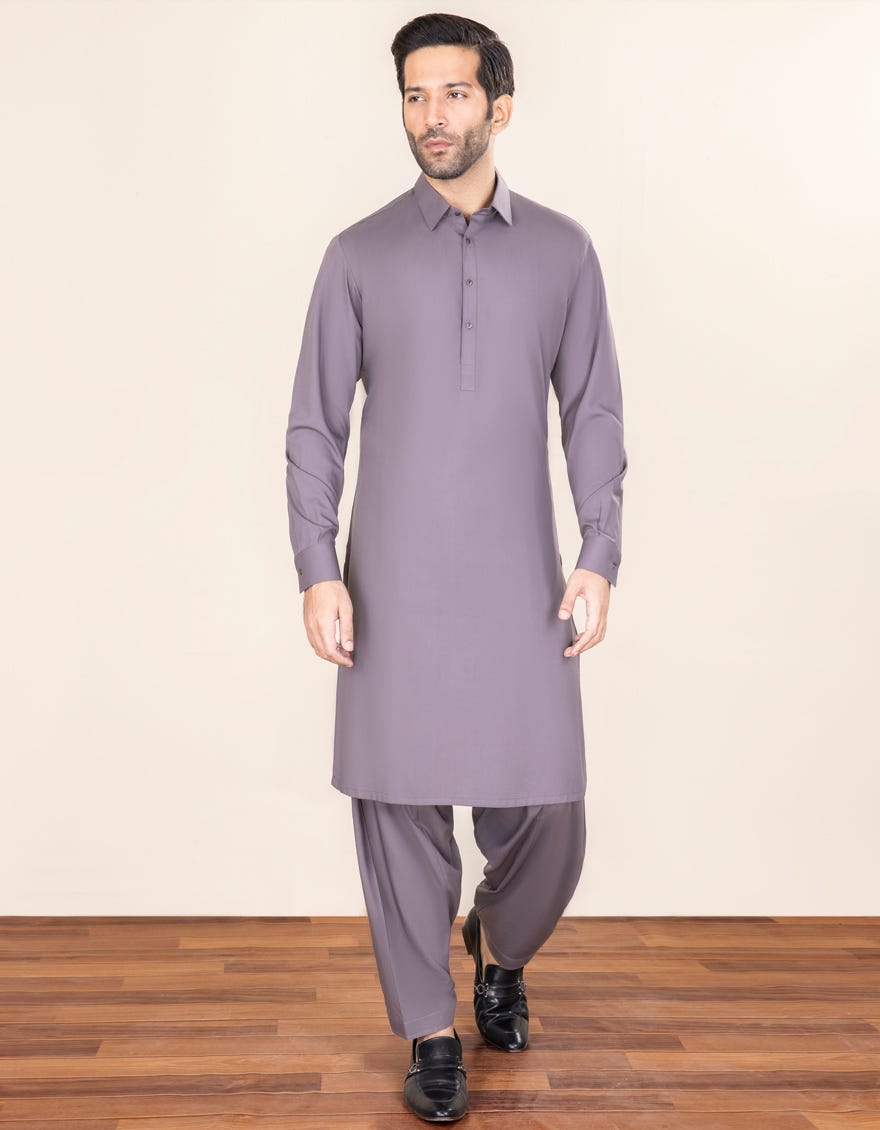 Grey Blended Unstitched Kameez Shalwar Fabric | Jjms-2269