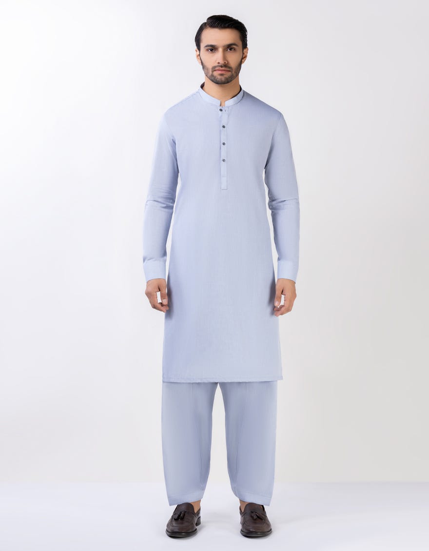 Steel Grey Blended Unstitched Kameez Shalwar Fabric | Jjms-2334