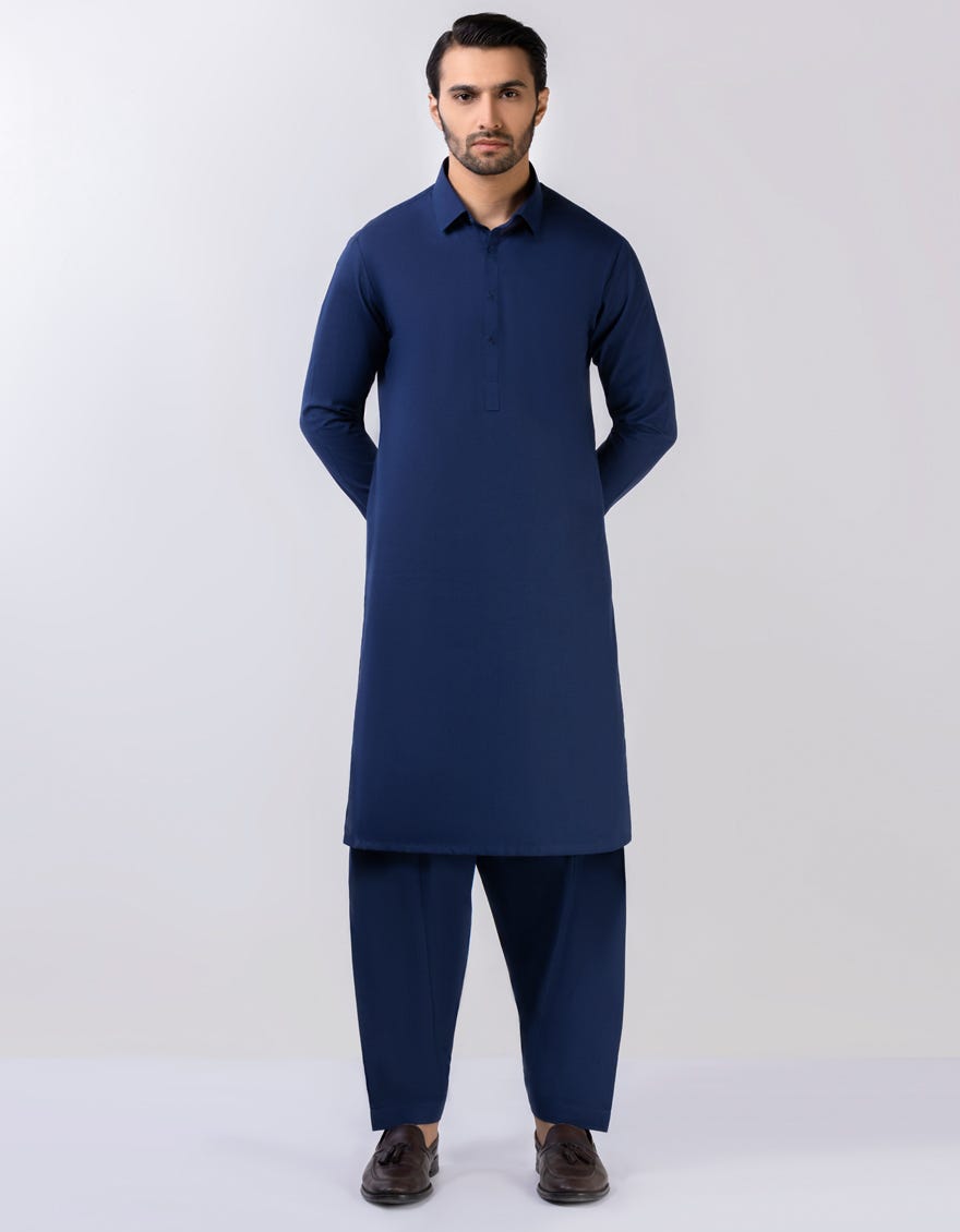 Royal Blue Blended Unstitched Kameez Shalwar Fabric | Jjms-2335