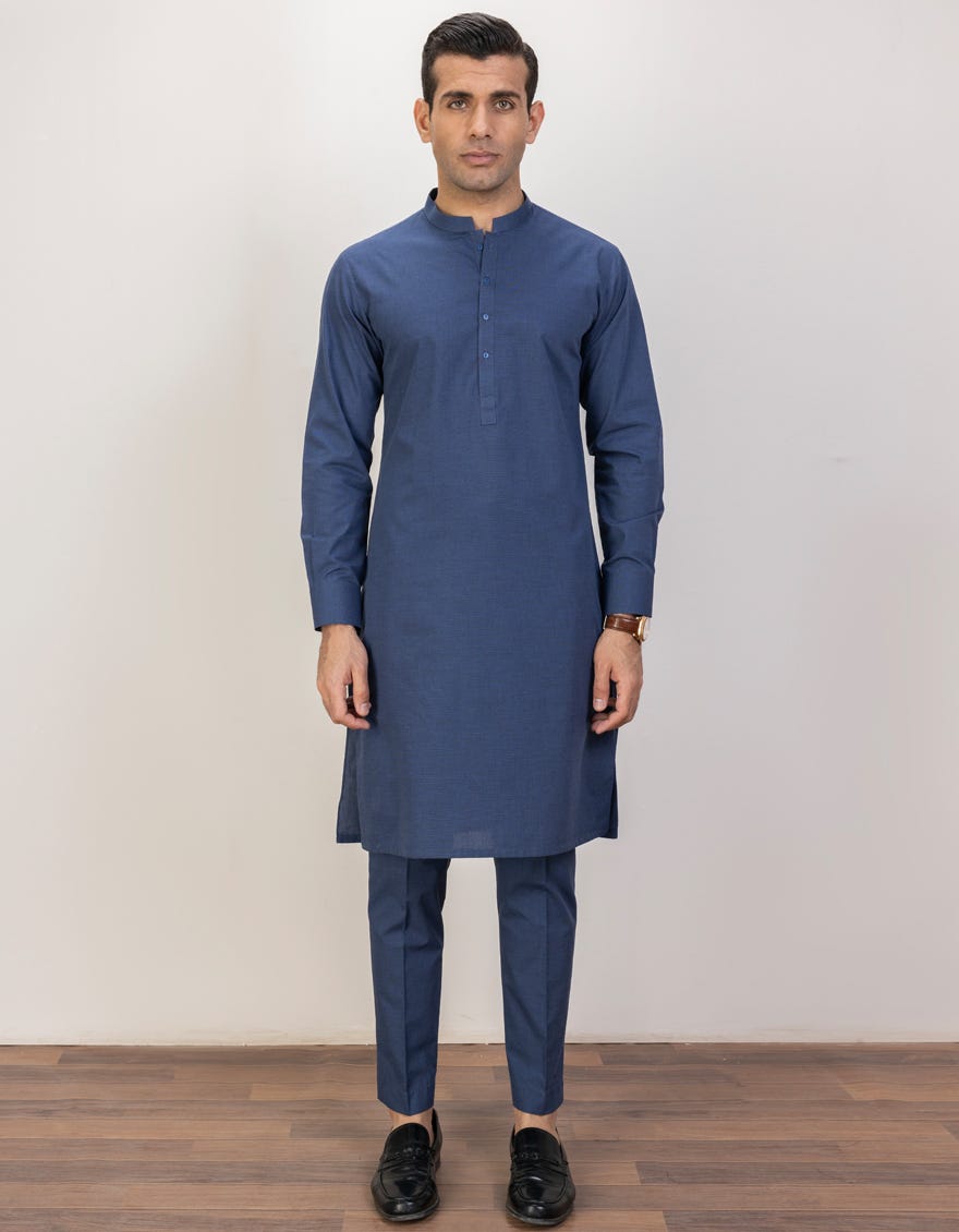 Blue Unstitched Kameez Shalwar Fabric | Jjms-2386