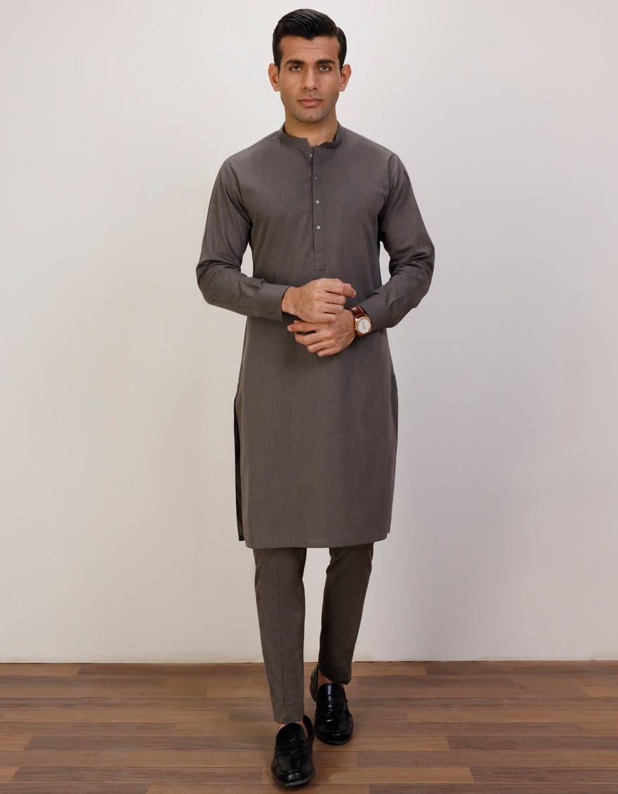 Pebble Grey Blended Unstitched Kameez Shalwar Fabric | Jjms-2387