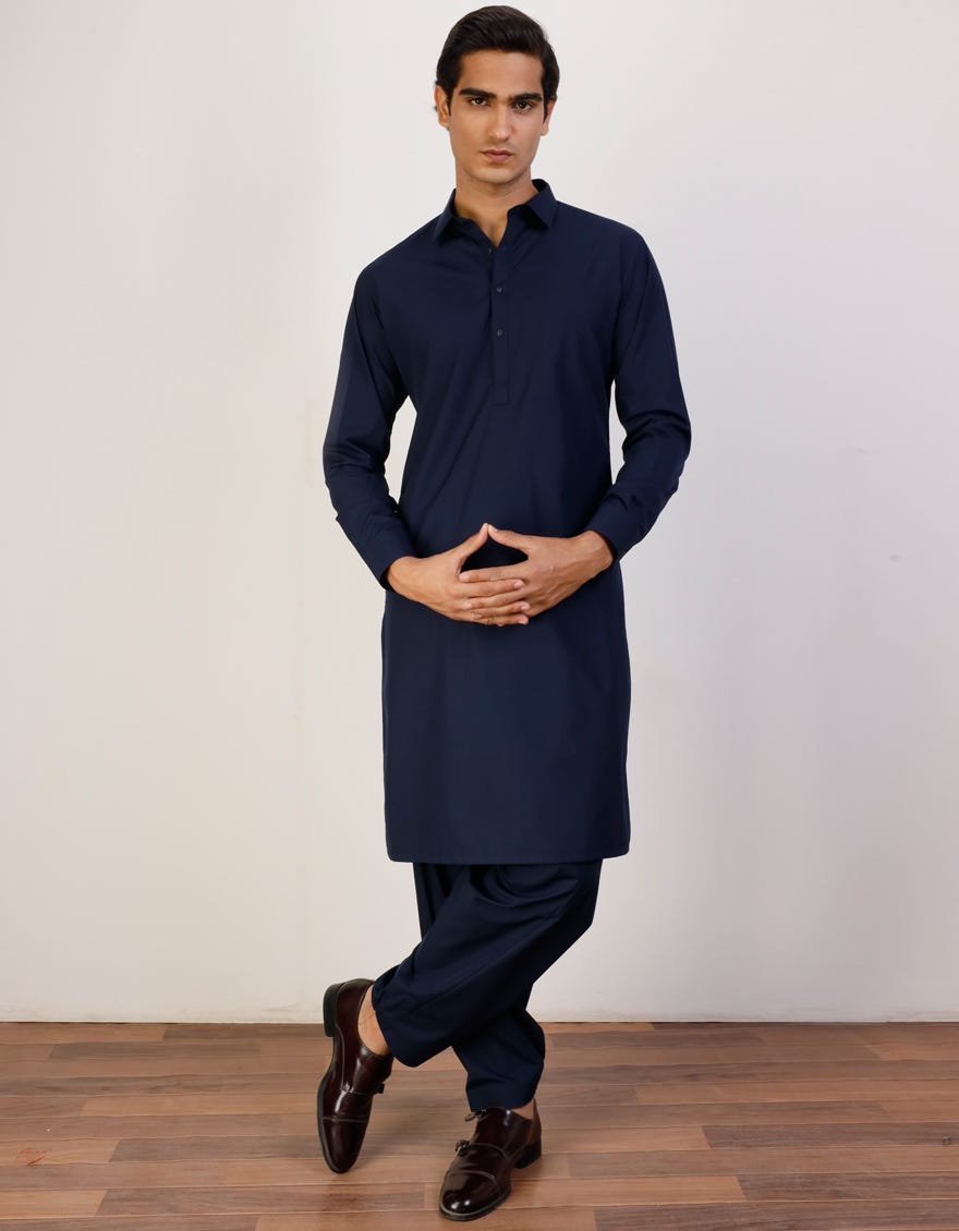 Blue Blended Unstitched Kameez Shalwar Fabric | Jjms-2408