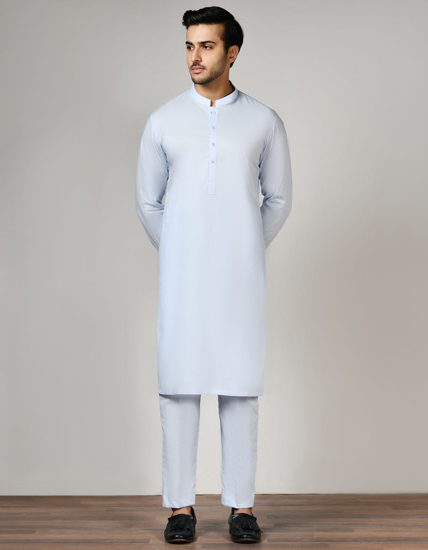 Ice Blue Cotton Unstitched Kameez Shalwar Fabric | Jjms-2514