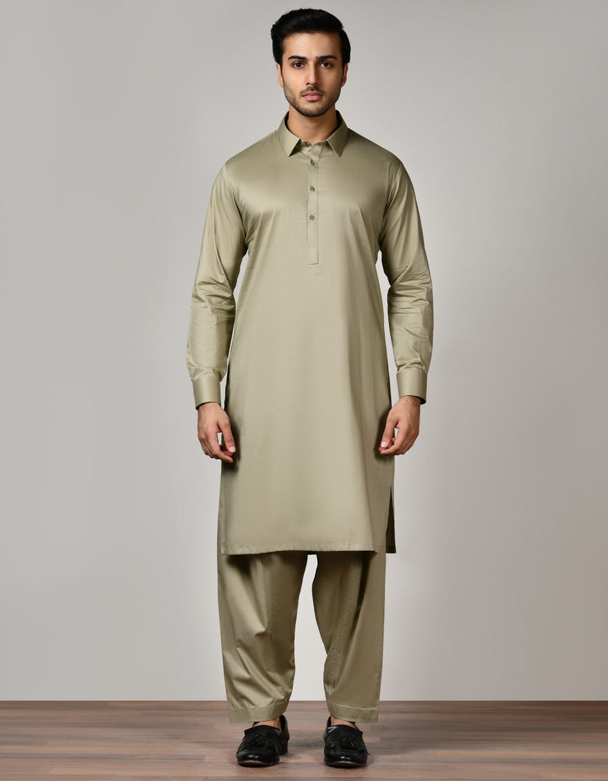 Beige Cotton Unstitched Kameez Shalwar Fabric | Jjms-2516