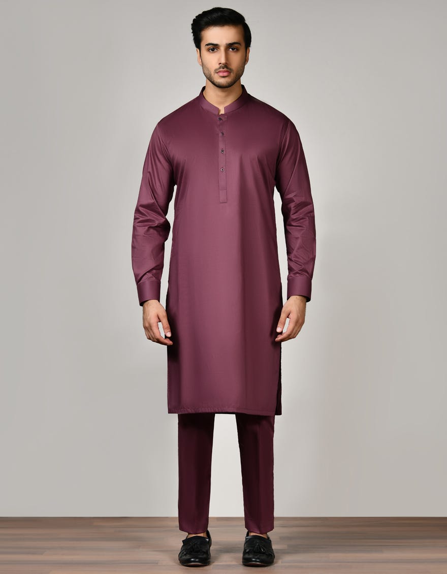 Burgundy Cotton Unstitched Kameez Shalwar Fabric | Jjms-2517