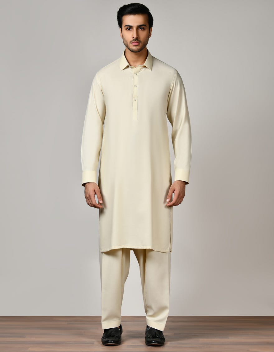 White Blended Unstitched Kameez Shalwar Fabric | Jjms-2527