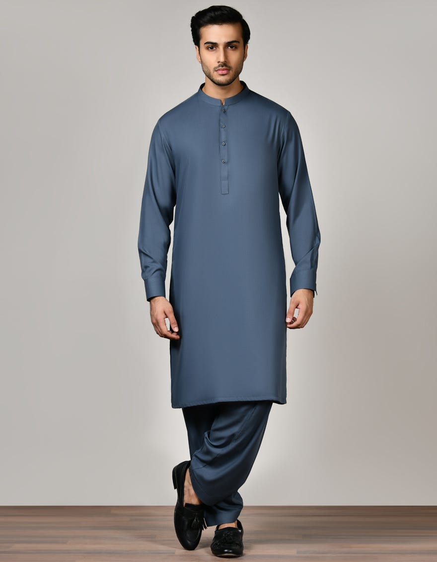Grey Blended Unstitched Kameez Shalwar Fabric | Jjms-2529