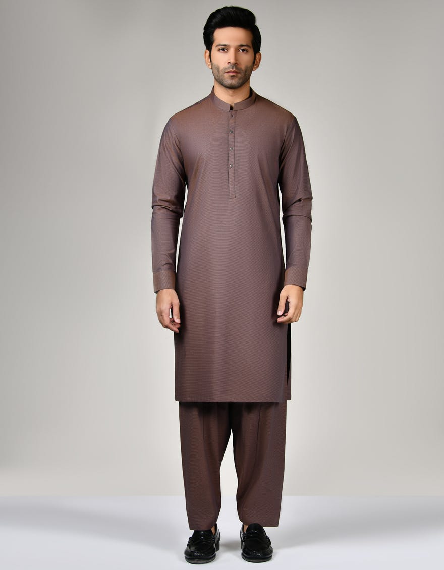 Rust Cotton Unstitched Kameez Shalwar Fabric | Jjms-2553
