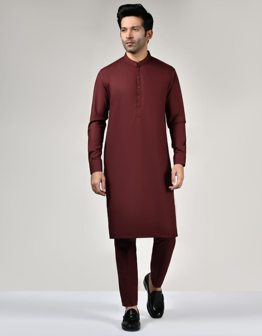 Plum Blended Unstitched Kameez Shalwar Fabric | Jjms-2572