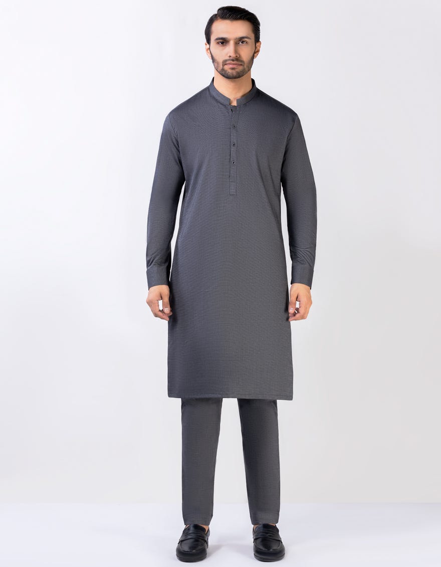 Grey Cotton Unstitched Kameez Shalwar Fabric | Jjms-2600
