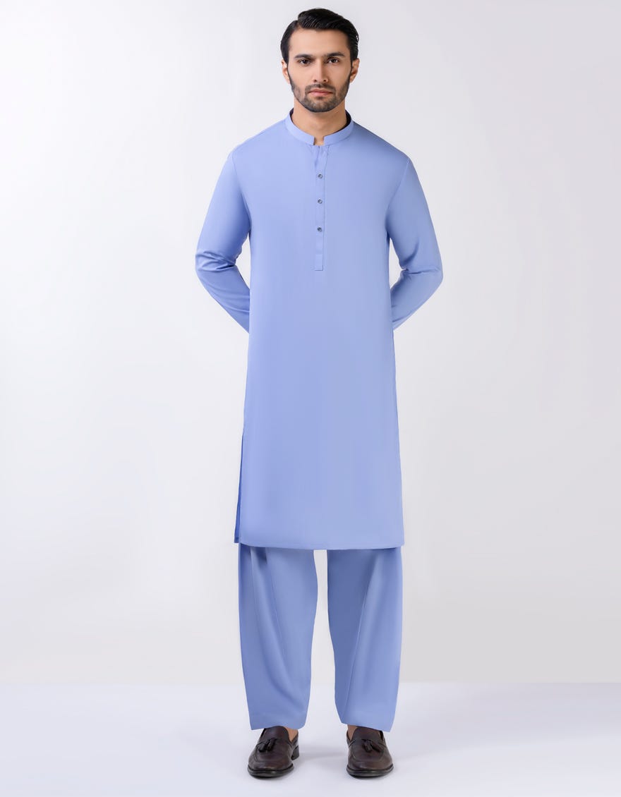 Sky Blue Blended Unstitched Kameez Shalwar Fabric | Jjms-2621