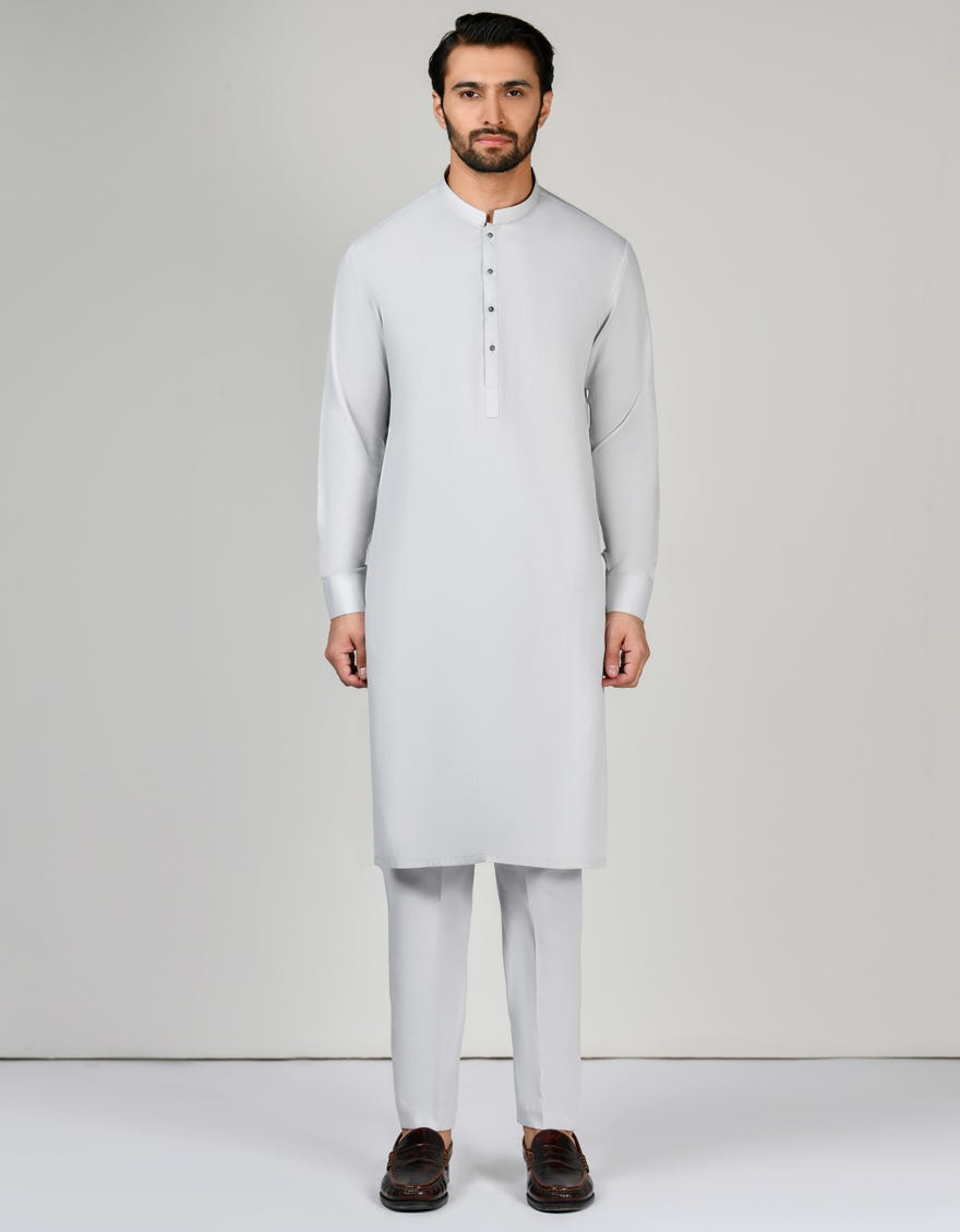 Pale Grey Blended Unstitched Kameez Shalwar Fabric | Jjms-2630