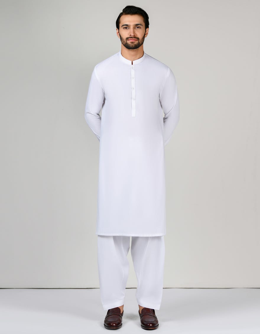 Pearl White Blended Unstitched Kameez Shalwar Fabric | Jjms-2638