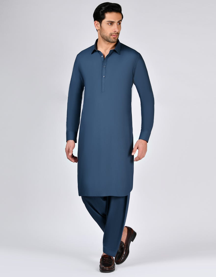 Teal Blended Unstitched Kameez Shalwar Fabric | Jjms-2659